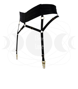 Porte Jarretelle Harnais couleur noir de profil